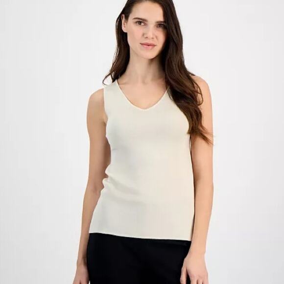 Anne Klein Fine Rib Knit Top - Picture 1 of 10